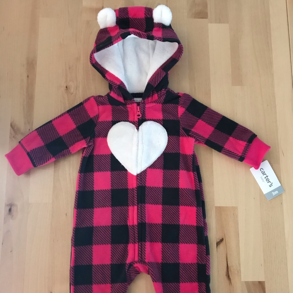Buffalo plaid fleece coverall
